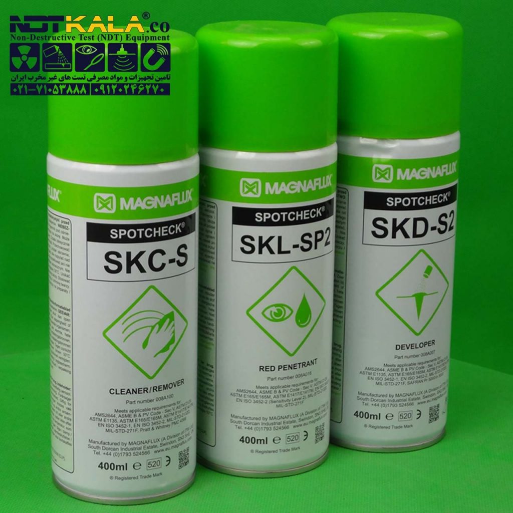 اسپری تست جوش ترک یابی پنترنت دولوپر کلینر واترواشیبل مگنافلاکس تست pt penetrant testing sklsp2 skcs sklwp2 skds2 magnaflux