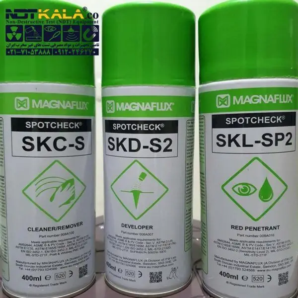 اسپری تست جوش ترک یابی پنترنت دولوپر کلینر واترواشیبل مگنافلاکس تست pt penetrant testing sklsp2 skcs sklwp2 skds2 magnaflux