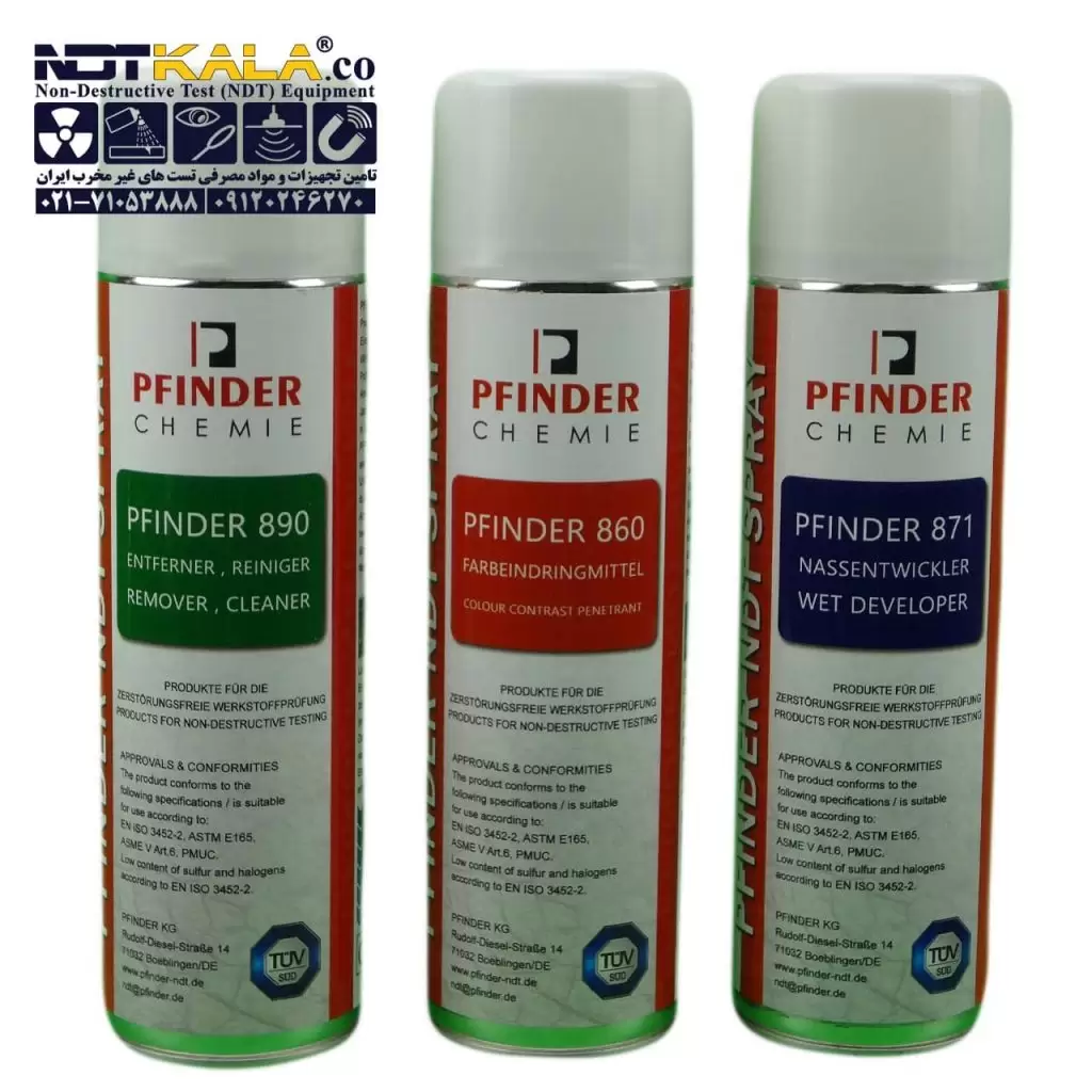 ست اسپری جوش ترک یاب PFINDER PT 860 871 890 PENETRANT TESTING